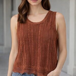 Women's Crochet Tank Top - Rust